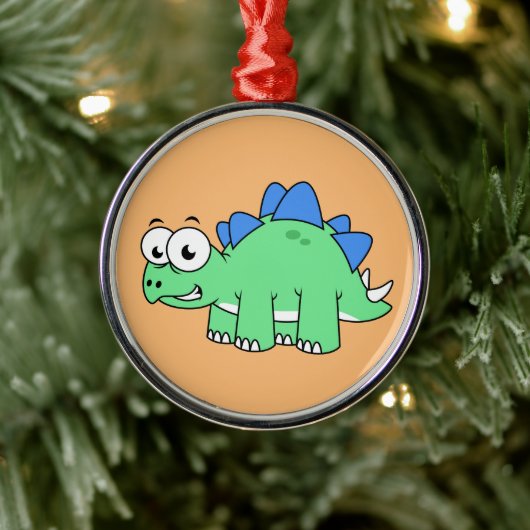 Schattigee afbeelding van een stegosaurus. 2 metalen ornament (Boom)