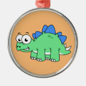 Schattigee afbeelding van een stegosaurus. 2 metalen ornament (Voorkant)