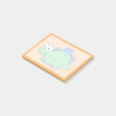 Schattigee afbeelding van een stegosaurus. 2 post-it® notes (Schuin)