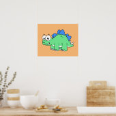 Schattigee afbeelding van een stegosaurus. 2 poster (Keuken)