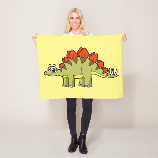 Schattigee afbeelding van een Stegosaurus dinosaur Fleece Deken (In situ)