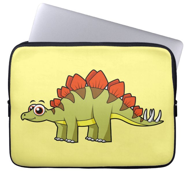 Schattigee afbeelding van een Stegosaurus dinosaur Laptop Sleeve (Voorkant)