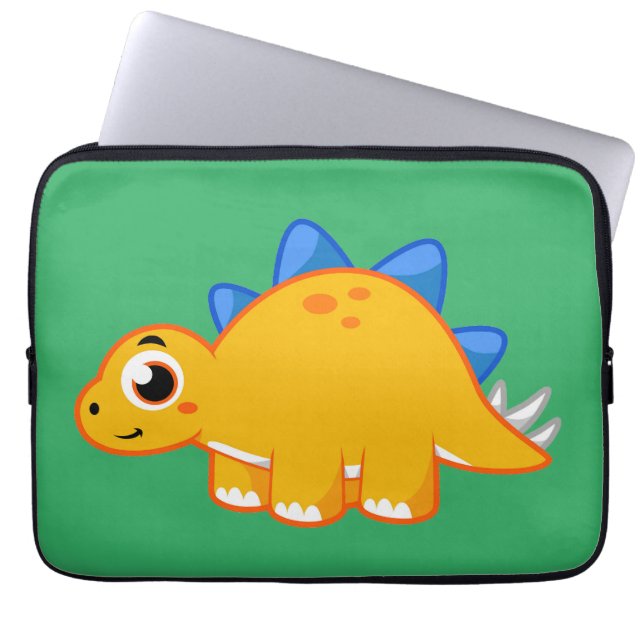Schattigee afbeelding van een stegosaurus. laptop sleeve (Voorkant)