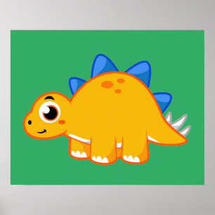Schattigee afbeelding van een stegosaurus. poster