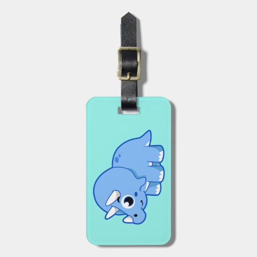 Schattigee afbeelding van een Triceratops dinosaur Bagagelabel (Voorkant verticaal)