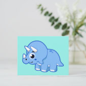 Schattigee afbeelding van een Triceratops dinosaur Briefkaart (Staand voorkant)