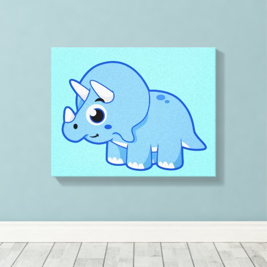 Schattigee afbeelding van een Triceratops dinosaur Canvas Afdruk (Insitu (Houten vloer))