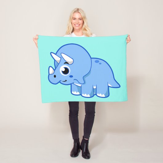 Schattigee afbeelding van een Triceratops dinosaur Fleece Deken (In situ)