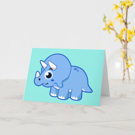 Schattigee afbeelding van een Triceratops dinosaur Kaart (Gele Bloem)