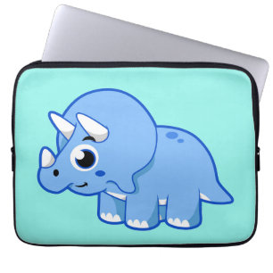 Schattigee afbeelding van een Triceratops dinosaur Laptop Sleeve