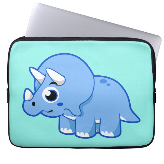 Schattigee afbeelding van een Triceratops dinosaur Laptop Sleeve (Voorkant)