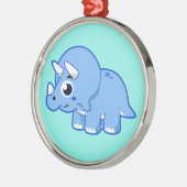 Schattigee afbeelding van een Triceratops dinosaur Metalen Ornament (Links)