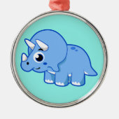 Schattigee afbeelding van een Triceratops dinosaur Metalen Ornament (Voorkant)