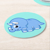 Schattigee afbeelding van een Triceratops dinosaur Ronde Kartonnen Onderzetter (Gebogen)