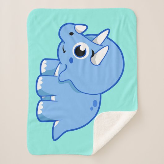 Schattigee afbeelding van een Triceratops dinosaur Sherpa Deken (Voorkant)