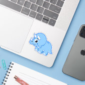 Schattigee afbeelding van een Triceratops dinosaur Sticker (Laptop met iPhone)