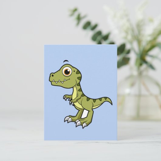 Schattigee afbeelding van een Tyrannosaurus rex. Briefkaart (Staand voorkant)