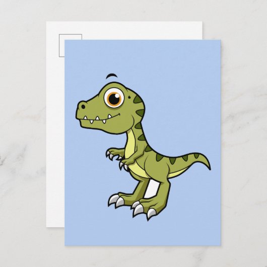 Schattigee afbeelding van een Tyrannosaurus rex. Briefkaart (Voorkant / Achterkant)