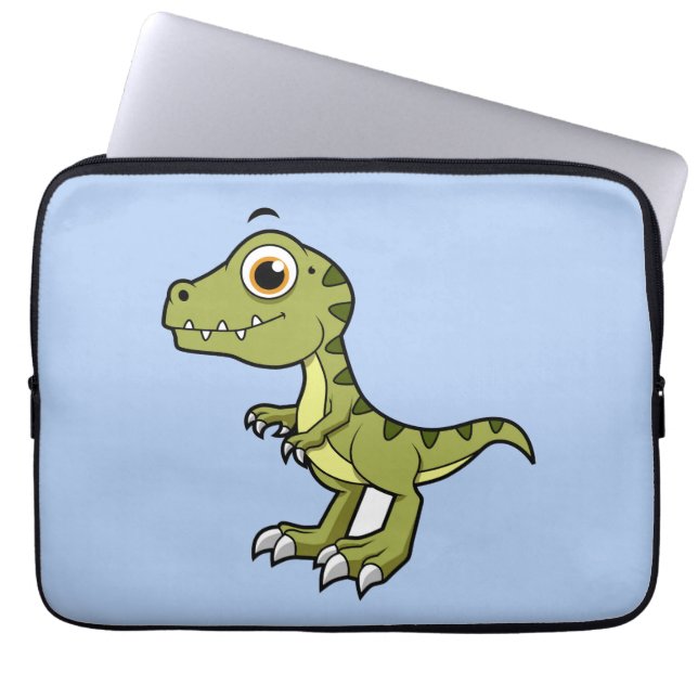Schattigee afbeelding van een Tyrannosaurus rex. Laptop Sleeve (Voorkant)