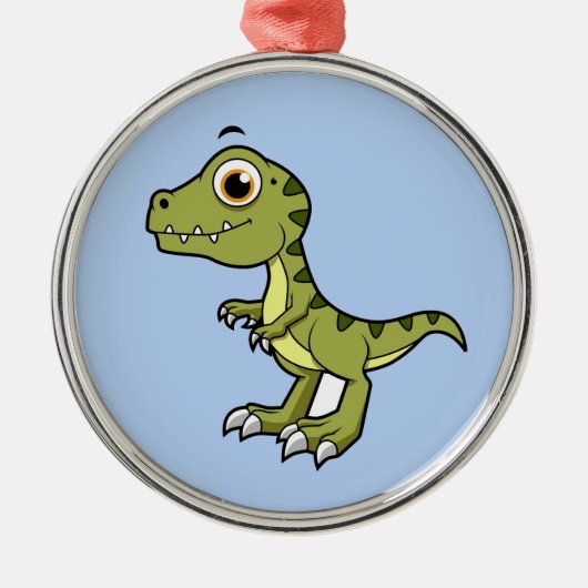 Schattigee afbeelding van een Tyrannosaurus rex. Metalen Ornament (Voorkant)