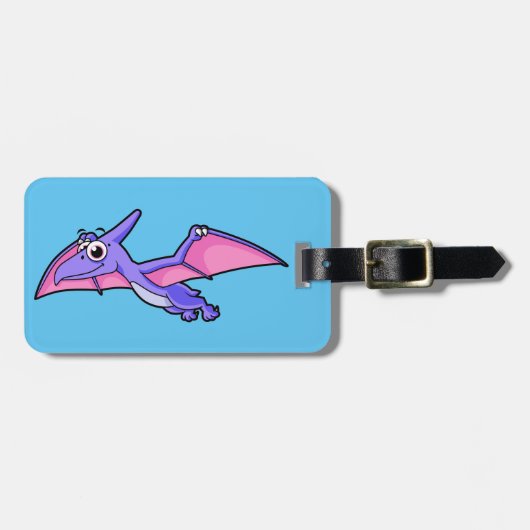 Schattigee afbeelding van een vliegende pterodacty bagagelabel (Voorkant horizontaal)