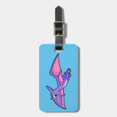 Schattigee afbeelding van een vliegende pterodacty bagagelabel (Voorkant verticaal)
