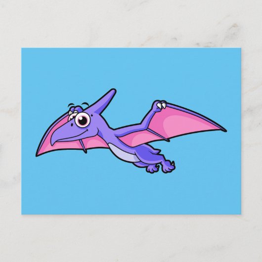 Schattigee afbeelding van een vliegende pterodacty briefkaart (Voorkant)