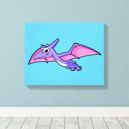 Schattigee afbeelding van een vliegende pterodacty canvas afdruk (Insitu (Houten vloer))