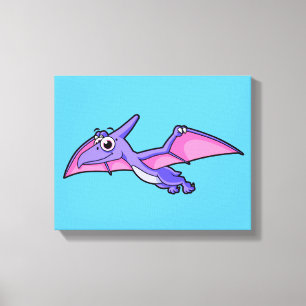 Schattigee afbeelding van een vliegende pterodacty canvas afdruk