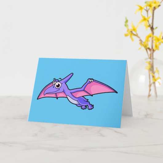 Schattigee afbeelding van een vliegende pterodacty kaart (Gele Bloem)