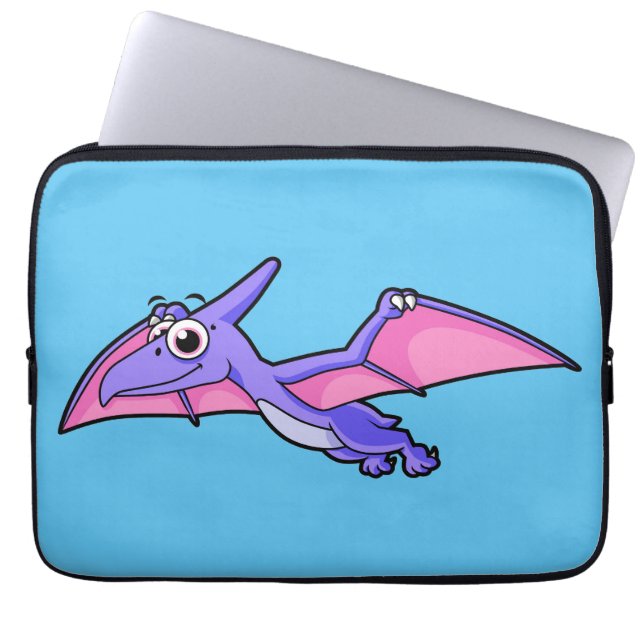 Schattigee afbeelding van een vliegende pterodacty laptop sleeve (Voorkant)