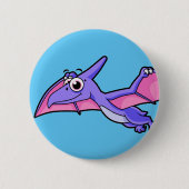 Schattigee afbeelding van een vliegende pterodacty ronde button 5,7 cm (Voorkant)