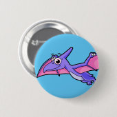 Schattigee afbeelding van een vliegende pterodacty ronde button 5,7 cm (Voorkant /achterkant)