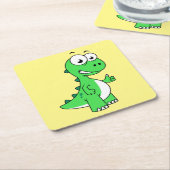 Schattigee afbeelding van Tyrannosaurus rex. 2 Kartonnen Onderzetters (Schuin)