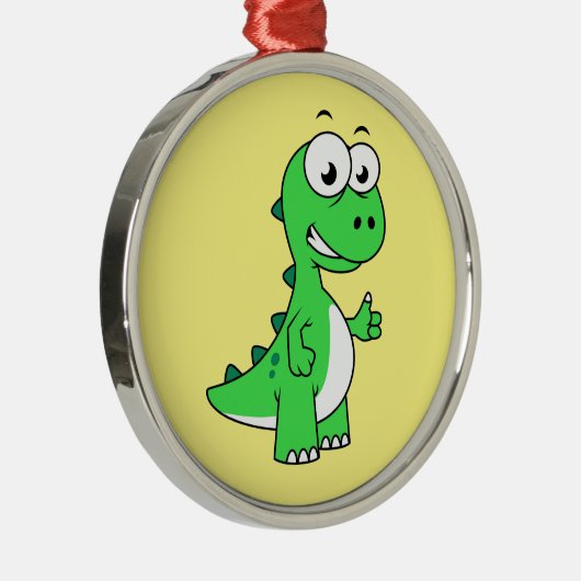 Schattigee afbeelding van Tyrannosaurus rex. 2 Metalen Ornament (Rechts)