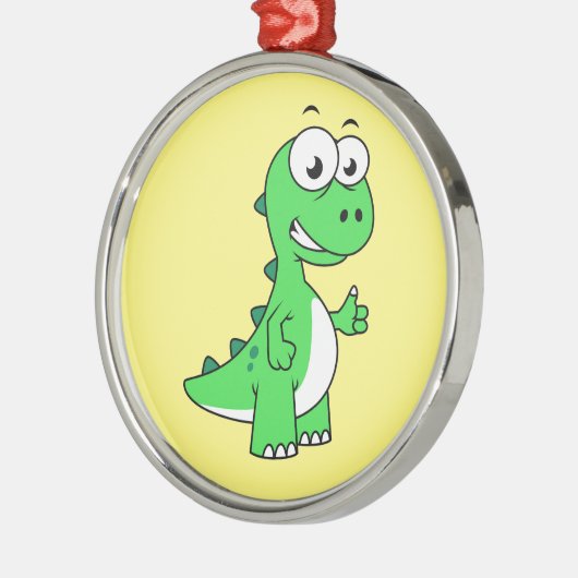 Schattigee afbeelding van Tyrannosaurus rex. 2 Metalen Ornament (Links)