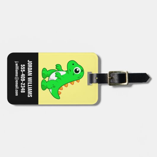 Schattigee afbeelding van Tyrannosaurus rex. Bagagelabel (Voorkant horizontaal)