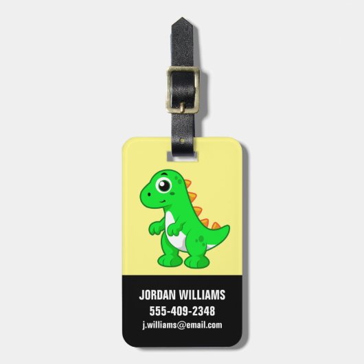 Schattigee afbeelding van Tyrannosaurus rex. Bagagelabel (Voorkant verticaal)
