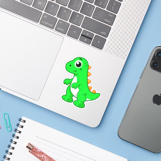 Schattigee afbeelding van Tyrannosaurus rex. Sticker (Laptop met iPhone)