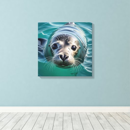 Schattigee afdichting plakken hoofd uit water canvas afdruk (Insitu (Houten vloer))