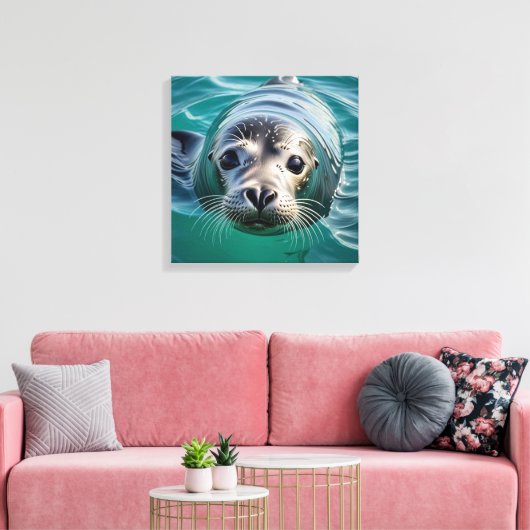 Schattigee afdichting plakken hoofd uit water canvas afdruk (Insitu (Woonkamer))