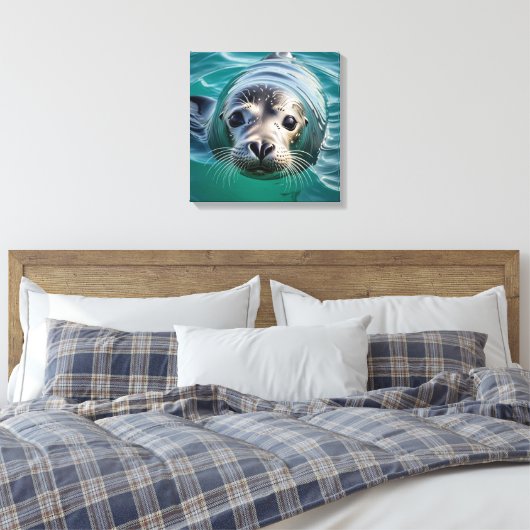 Schattigee afdichting plakken hoofd uit water canvas afdruk (Insitu (Slaapkamer))