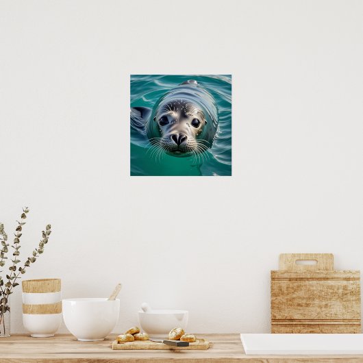 Schattigee afdichting plakken hoofd uit water poster (Keuken)