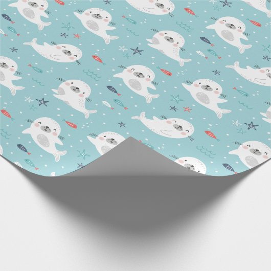 Schattigee afdichtingen op lichtblauw cadeaupapier (Hoek)