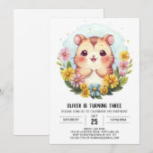 Schattigee afdrukbare hamsterverjaardag kaart (Voorkant / Achterkant)