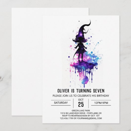 Schattigee afdrukbare magische verjaardag kaart (Voorkant / Achterkant)