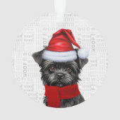 Schattigee Affenpinscher Hond Vakantie Kerstfoto Ornament (achterkant)