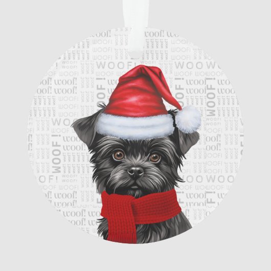 Schattigee Affenpinscher Hond Vakantie Kerstfoto Ornament (achterkant)