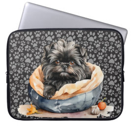 SCHATTIGEE AFFENPINSCHER PUPPY HOND IN BED LAPTOP SLEEVE