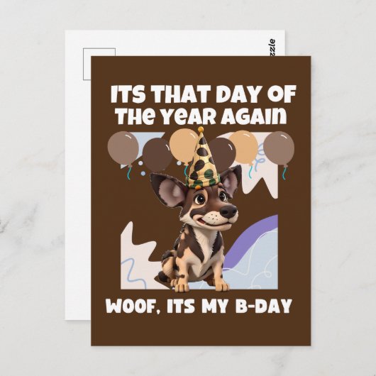 Schattigee Afrikaanse hond b-day bruin Briefkaart (Voorkant / Achterkant)